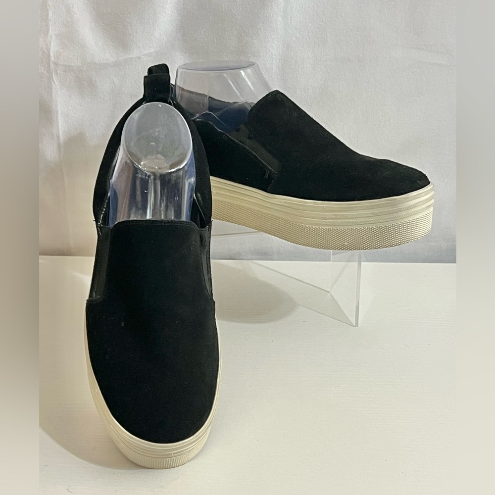 Marc Fisher Platform Slip On Suede Leather Black Sneaker Comfort Women's Size 9